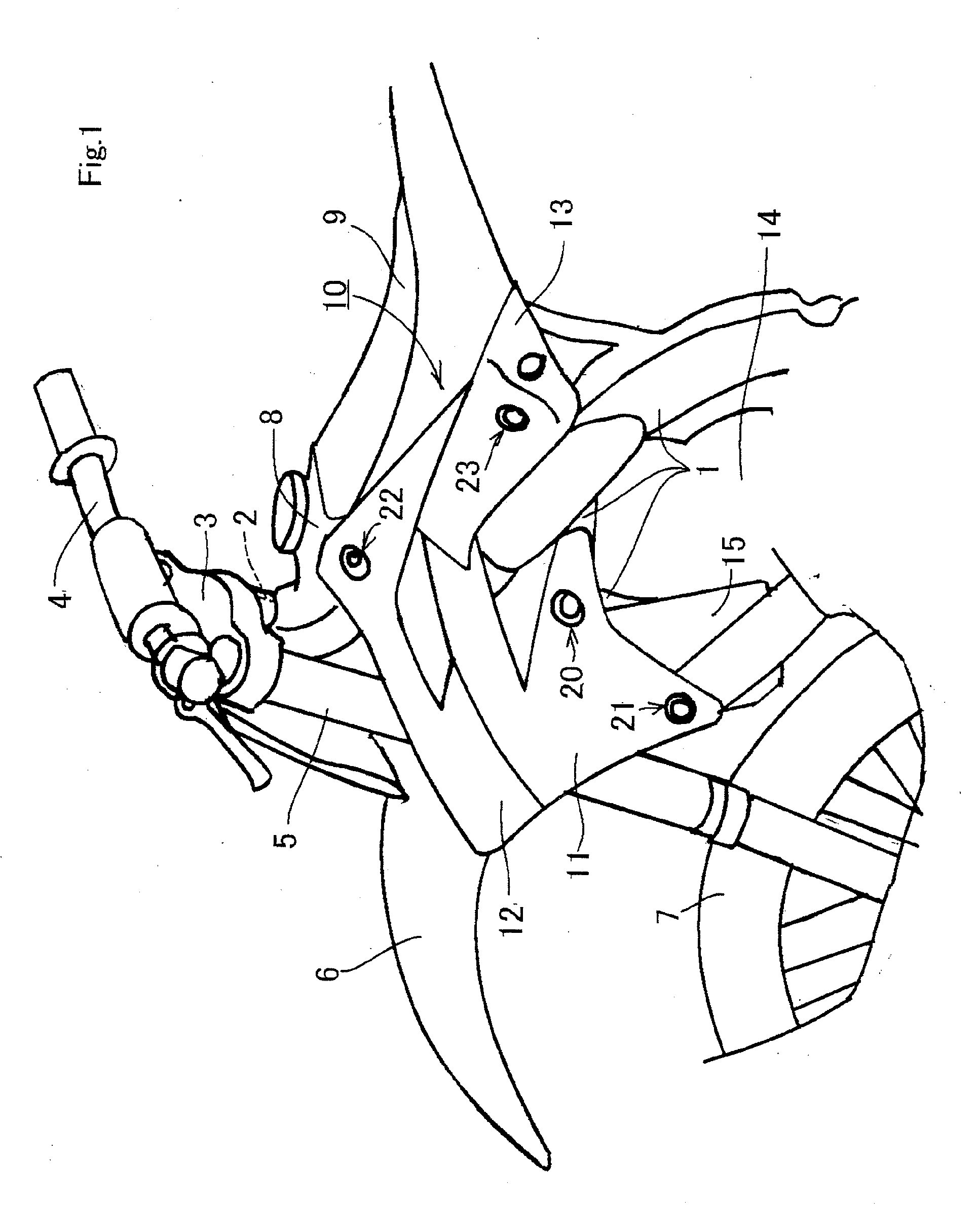 Attachment structure for resin part of motorcycle