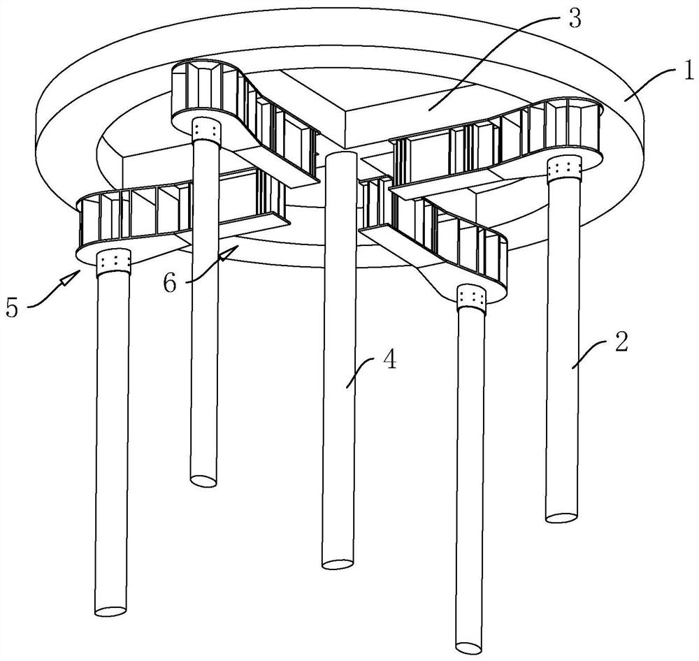 Beam supporting and column pulling construction method