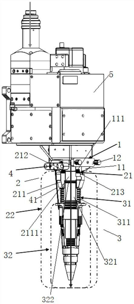 An anti-collision protection device for laser welding with swing head