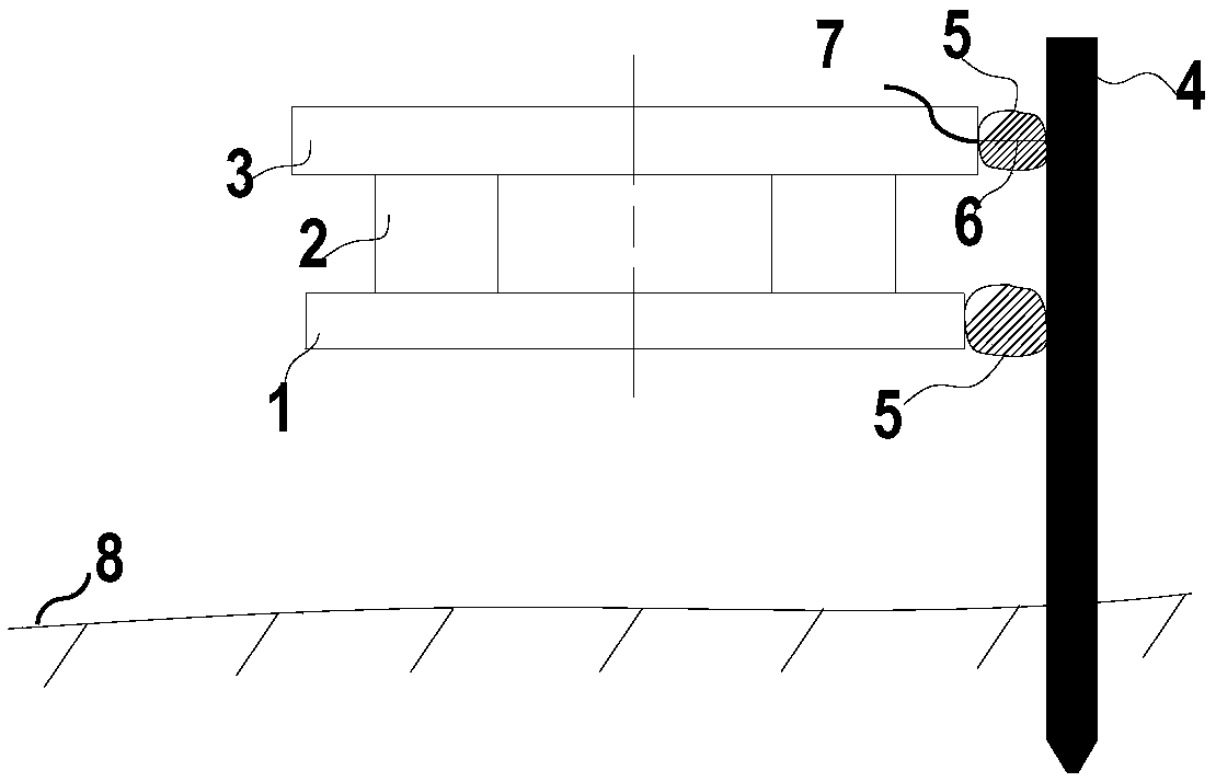 Pile mooring device suitable for a shallow water floating platform