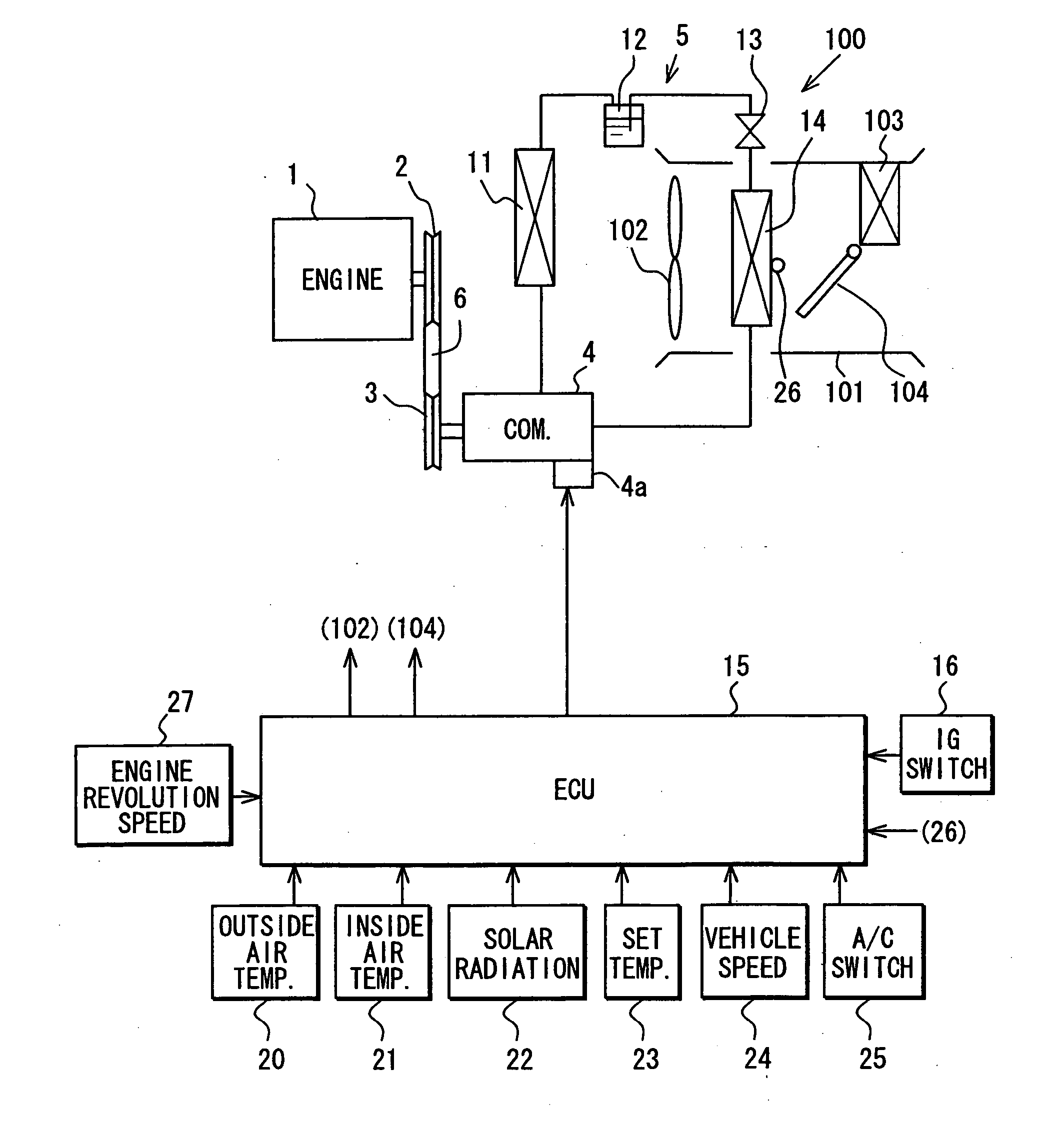 Vehicle air conditioner with variable displacement compressor