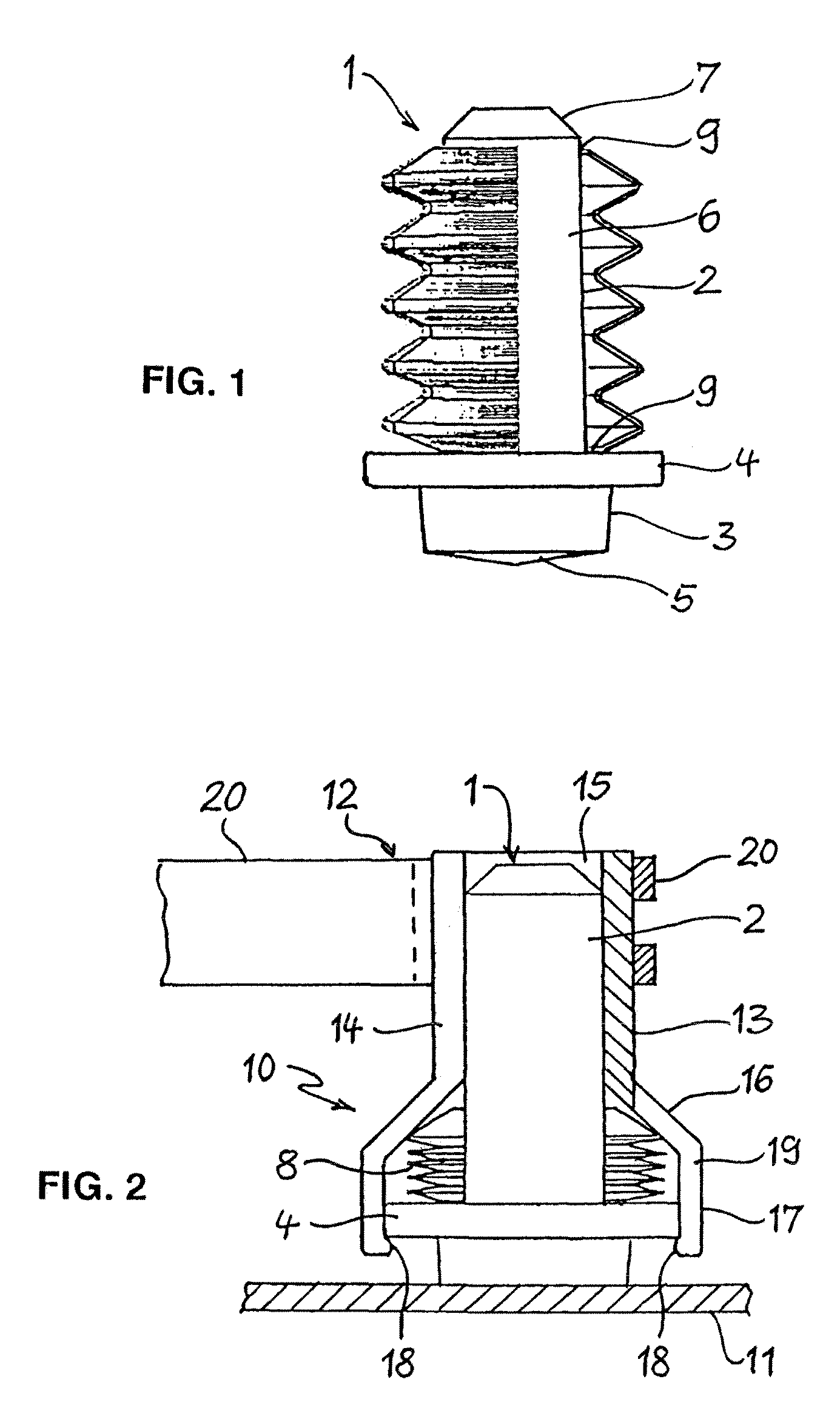 Junction bolt, junction element, and electrically conductive coupling device