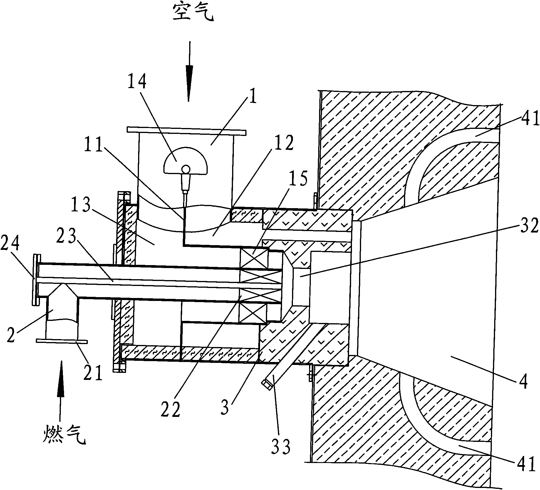 Oxygen-enriched and combustion-supporting device suitable for low calorific value fuel gas