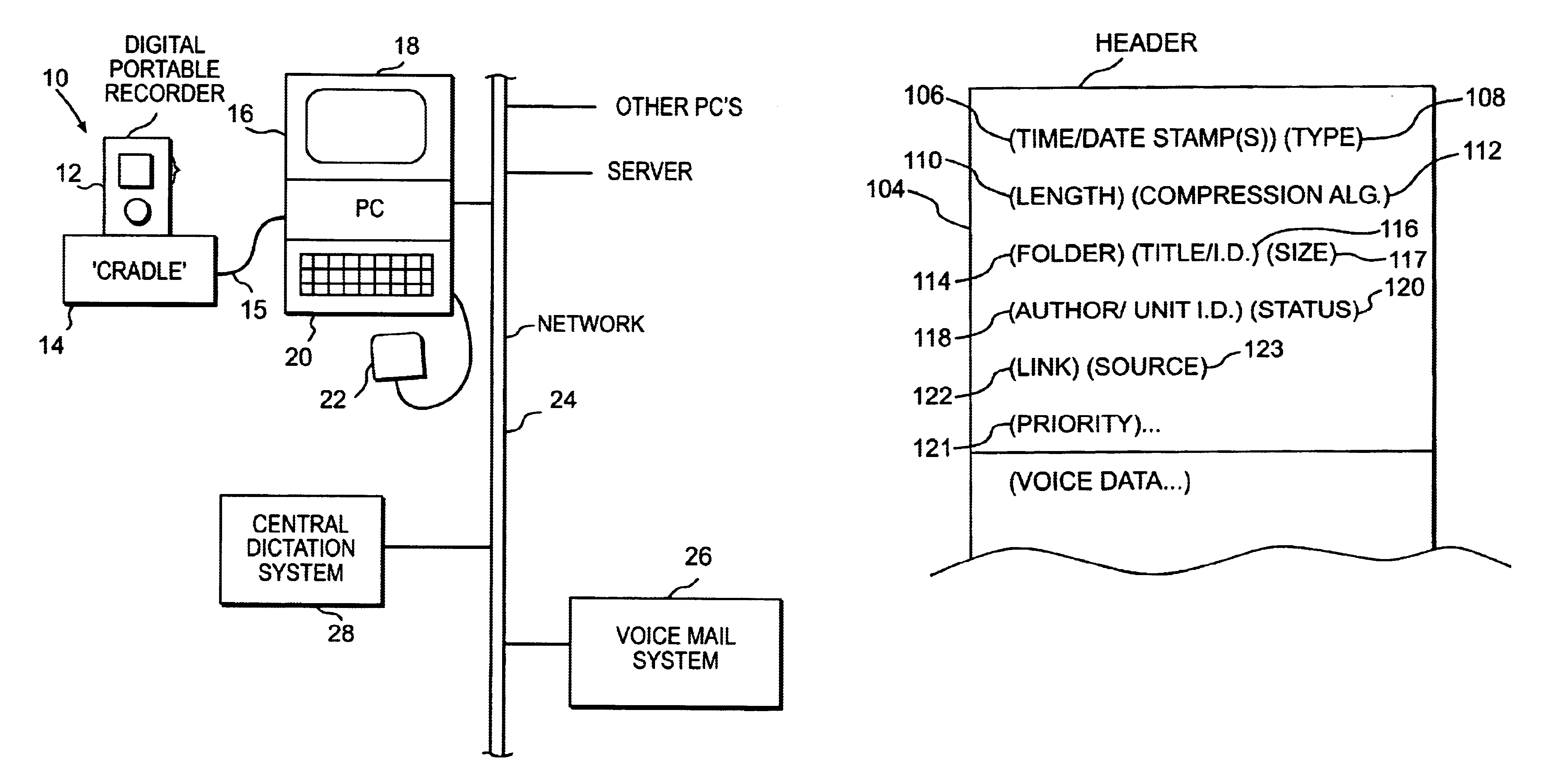 Voice file management in portable digital audio recorder