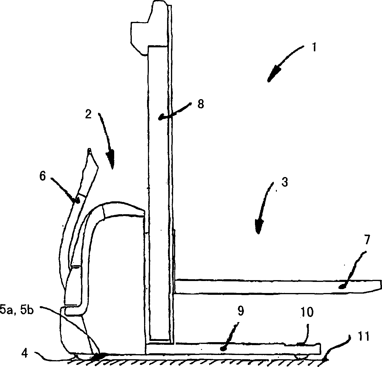 Floor conveying equipment especially fork load-unload car