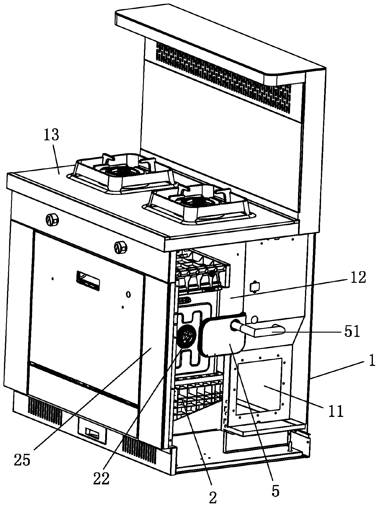 Integrated stove with dishwasher