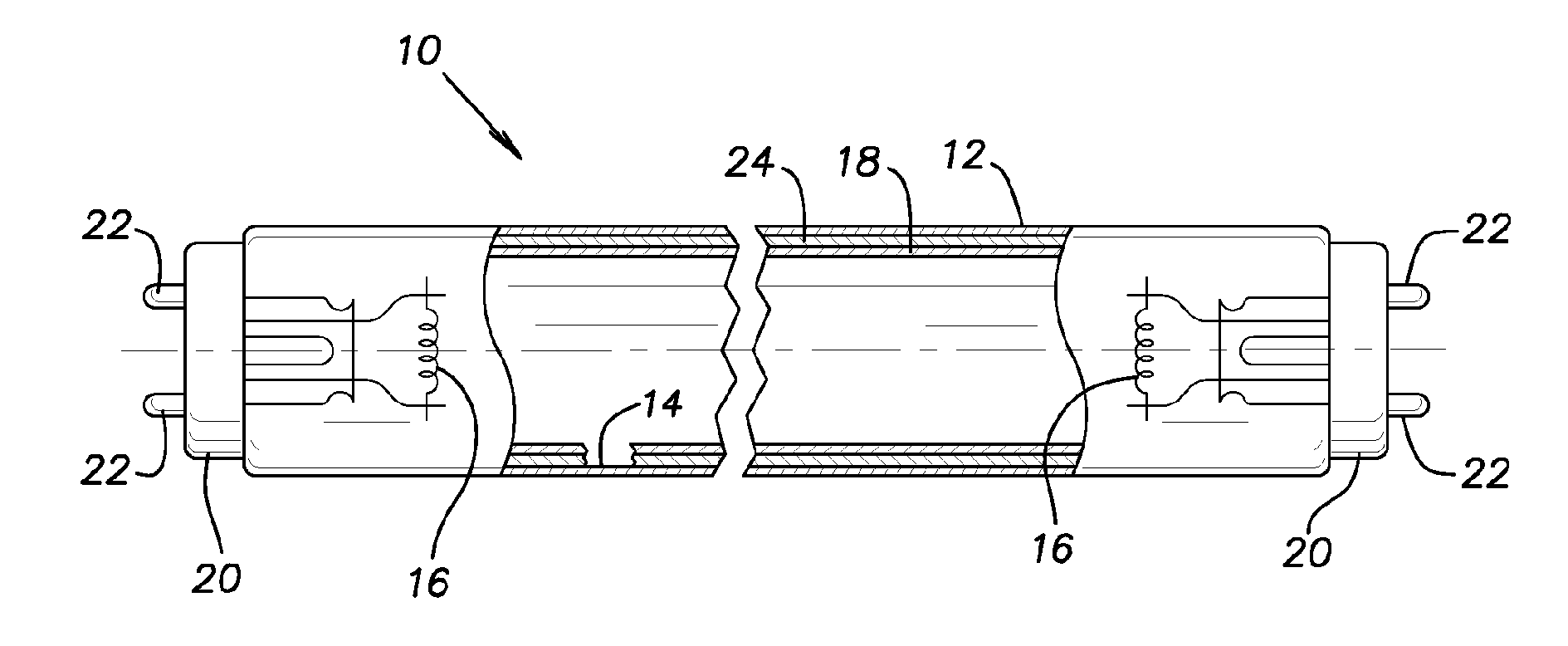 Fluorescent lamp with coated phosphor particles