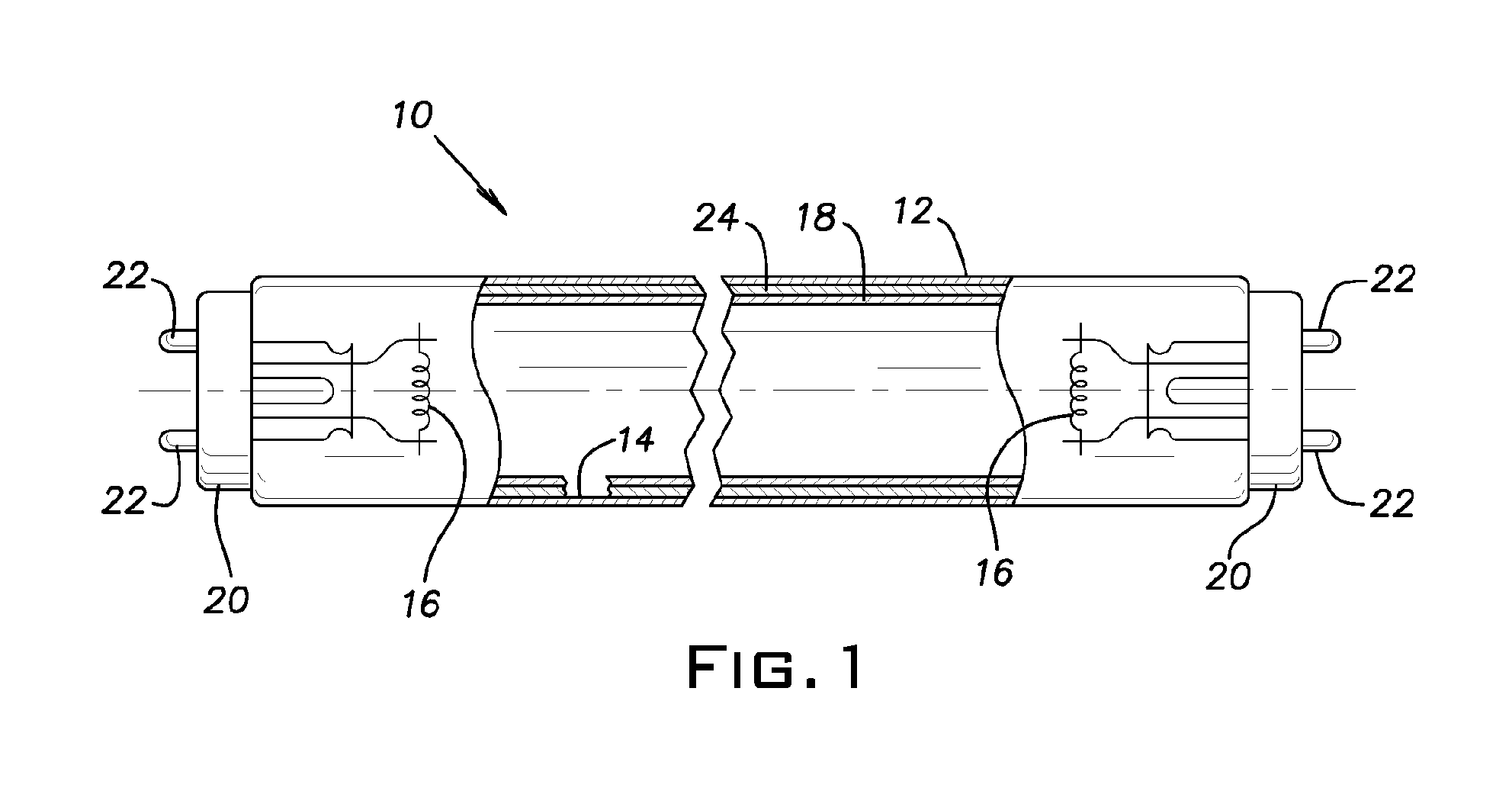 Fluorescent lamp with coated phosphor particles