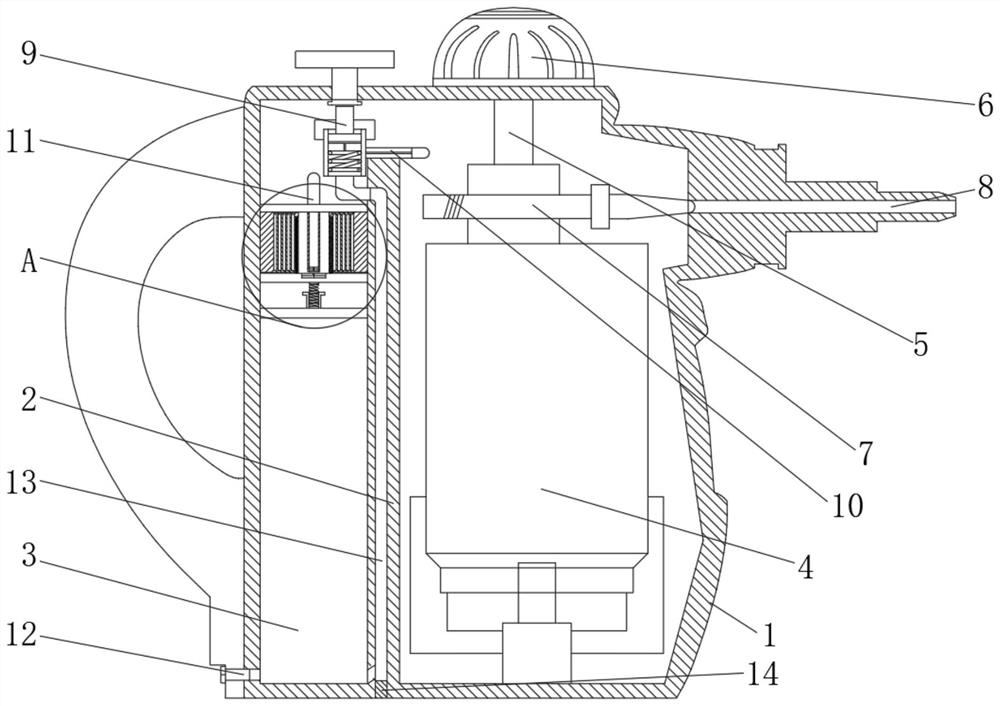 A housekeeping steam cleaning machine cleaning agent spray pressure structure