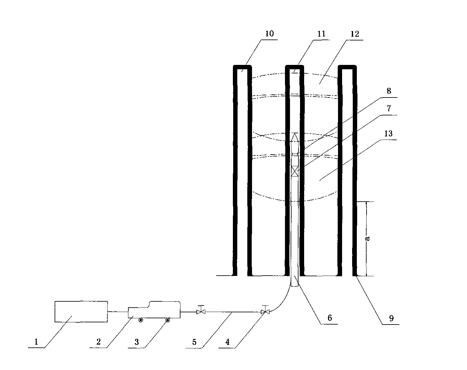 Method and device for pre-pumping coal body gas by concussion fracture of high-pressure gas