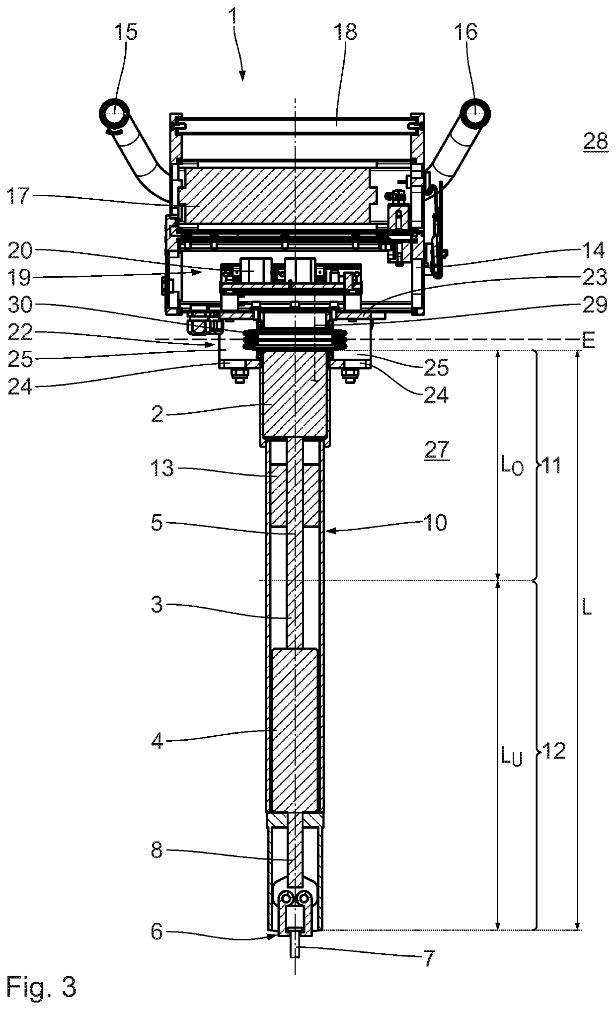 Nail punching machine for driving in or pulling out rail spikes of a rail track