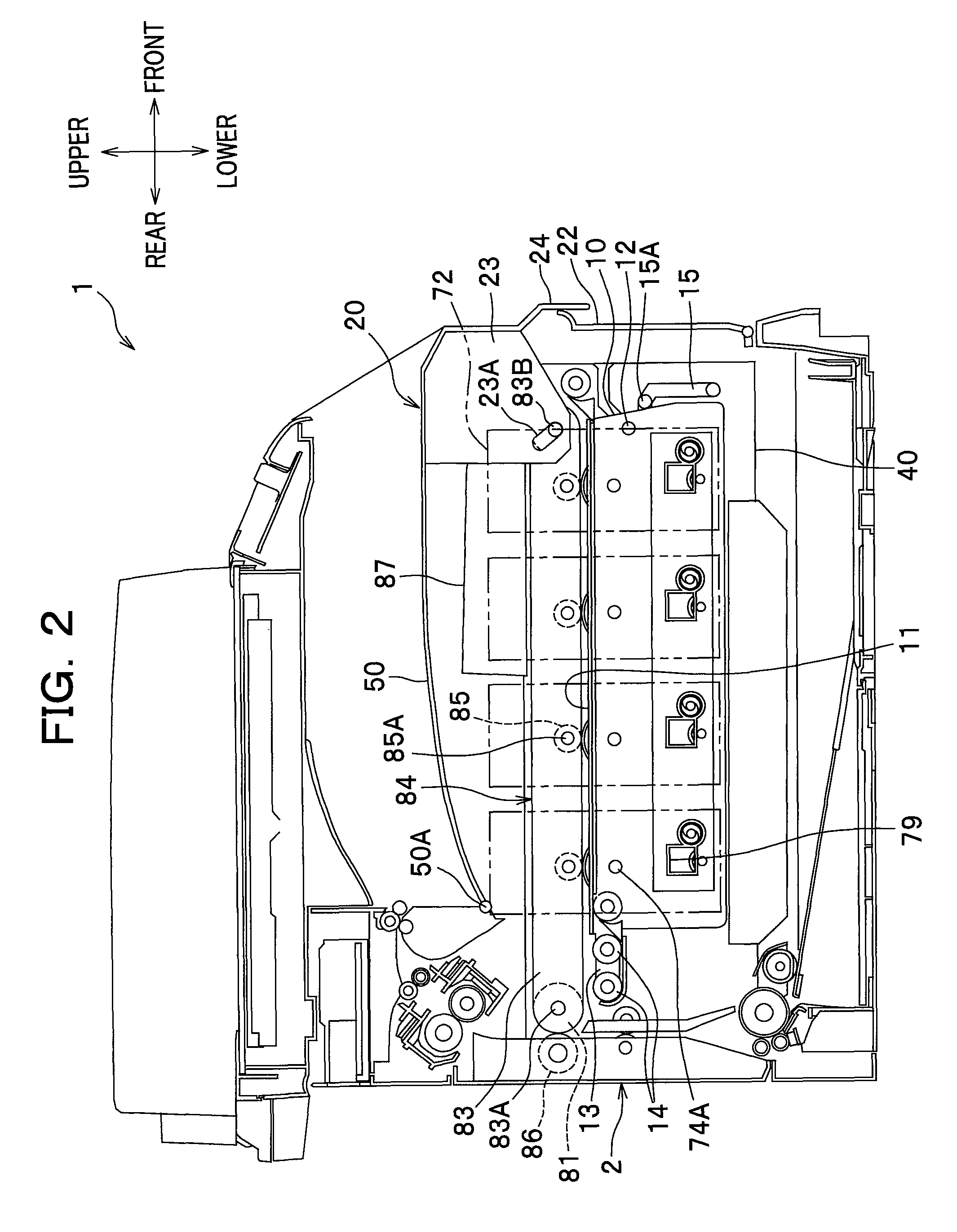 Image forming apparatus having an intermediate transfer belt disposed above a plurality of photoconductors