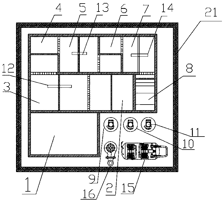 Low-temperature-resistant dispersing type sanitary sewage treatment integrated device and treatment method thereof