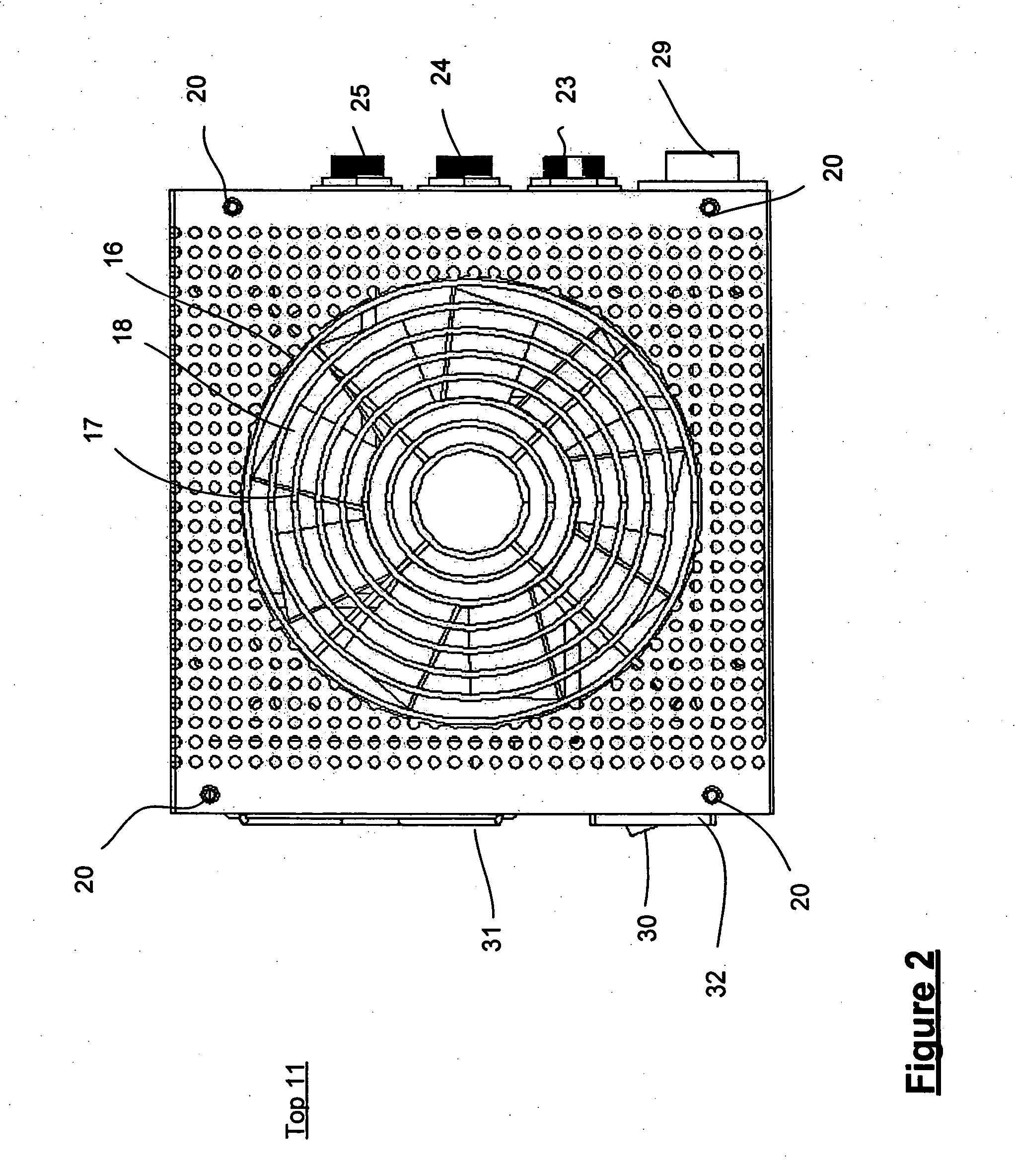 Power supply unit with perforated housing