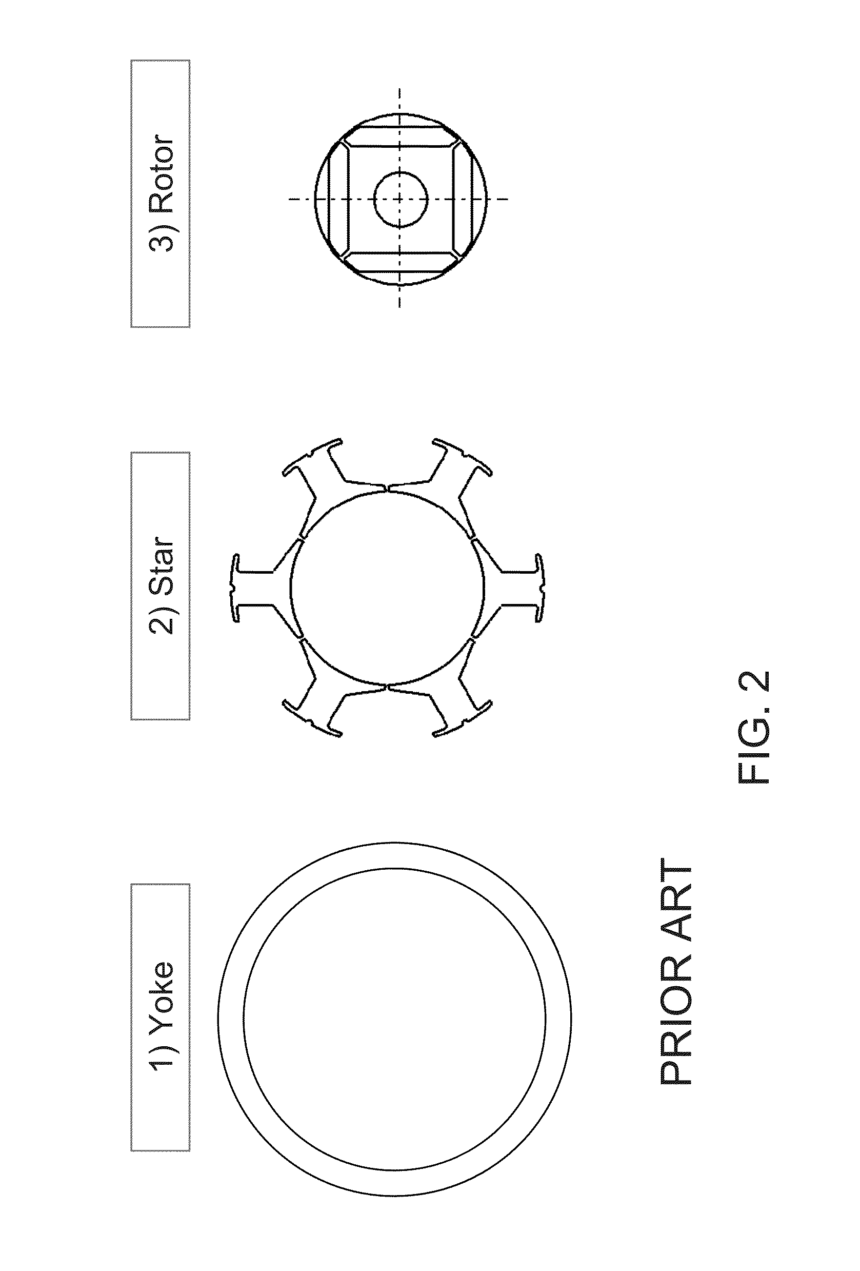 Interlocked stator yoke and star for electric motor