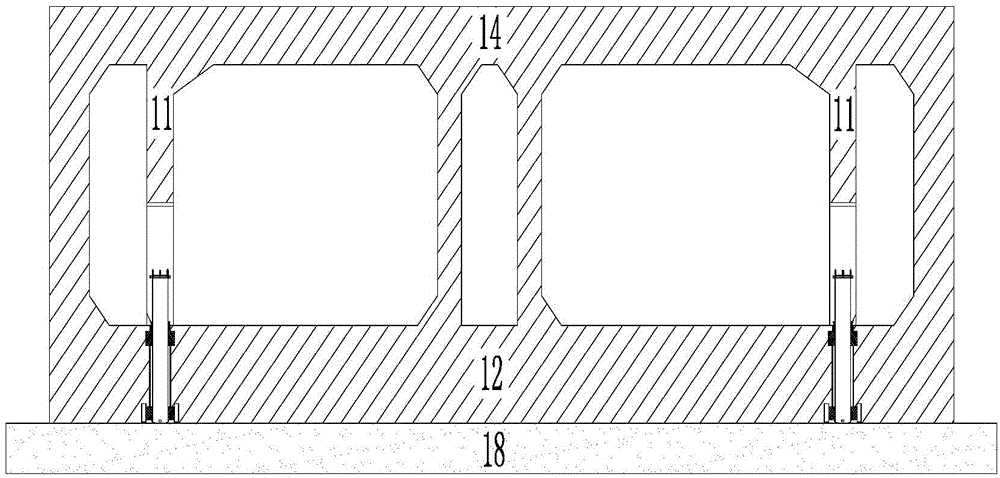 Construction method of temporary support of double-hole three-pipe gallery immersed tunnel and its vertical jack