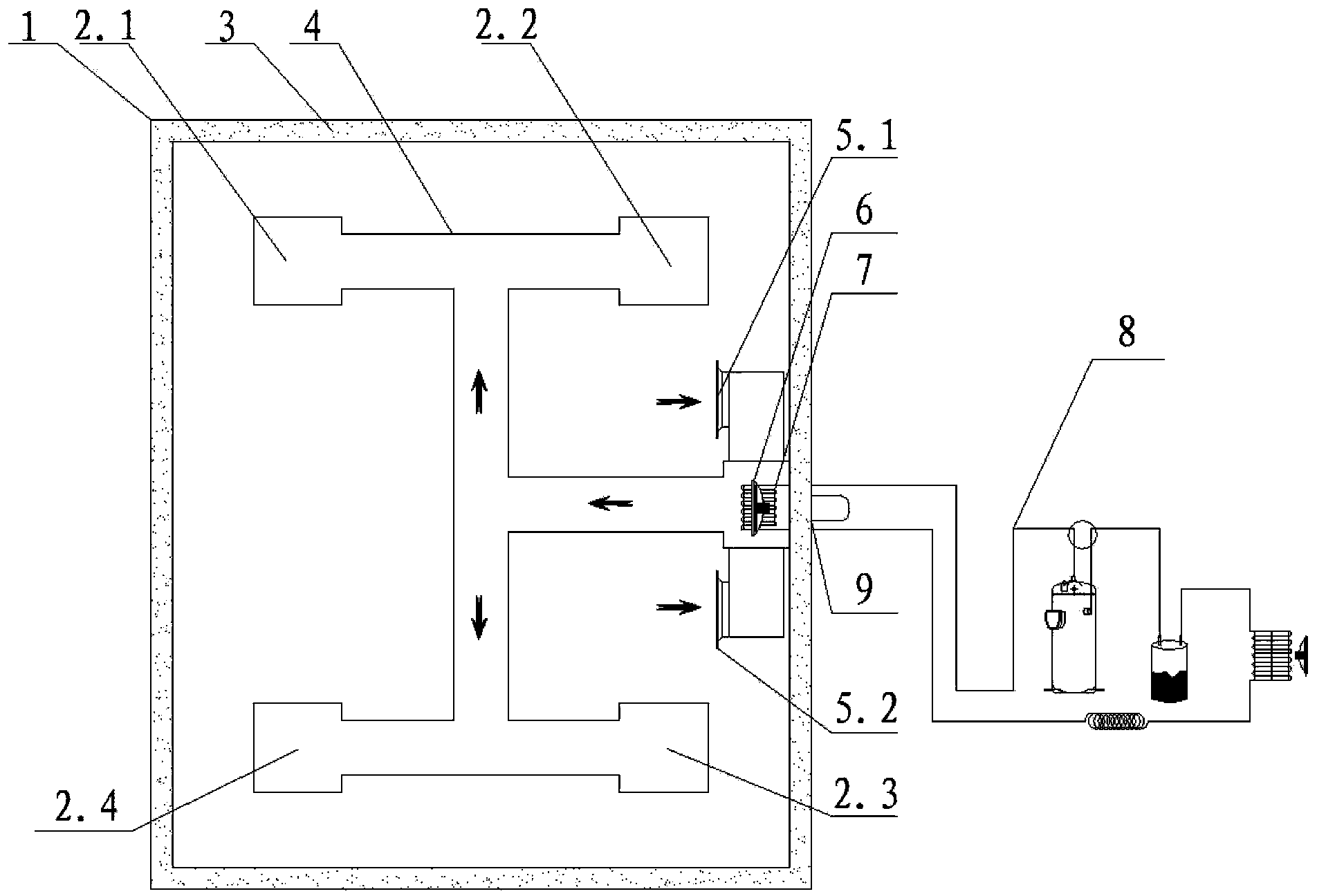 Hot air circulating system of burn-in room