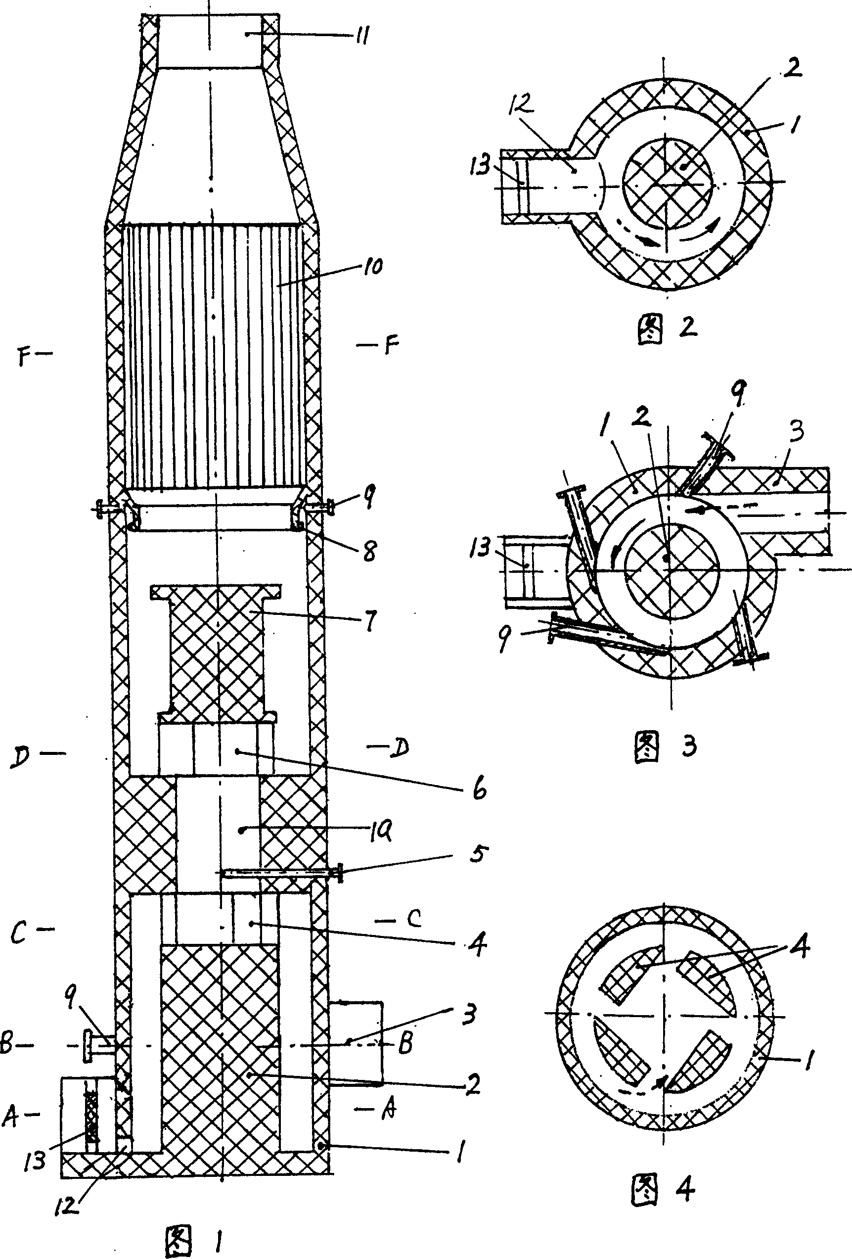 High performance wet process dust removal desulfurizing unit with three spinning parts