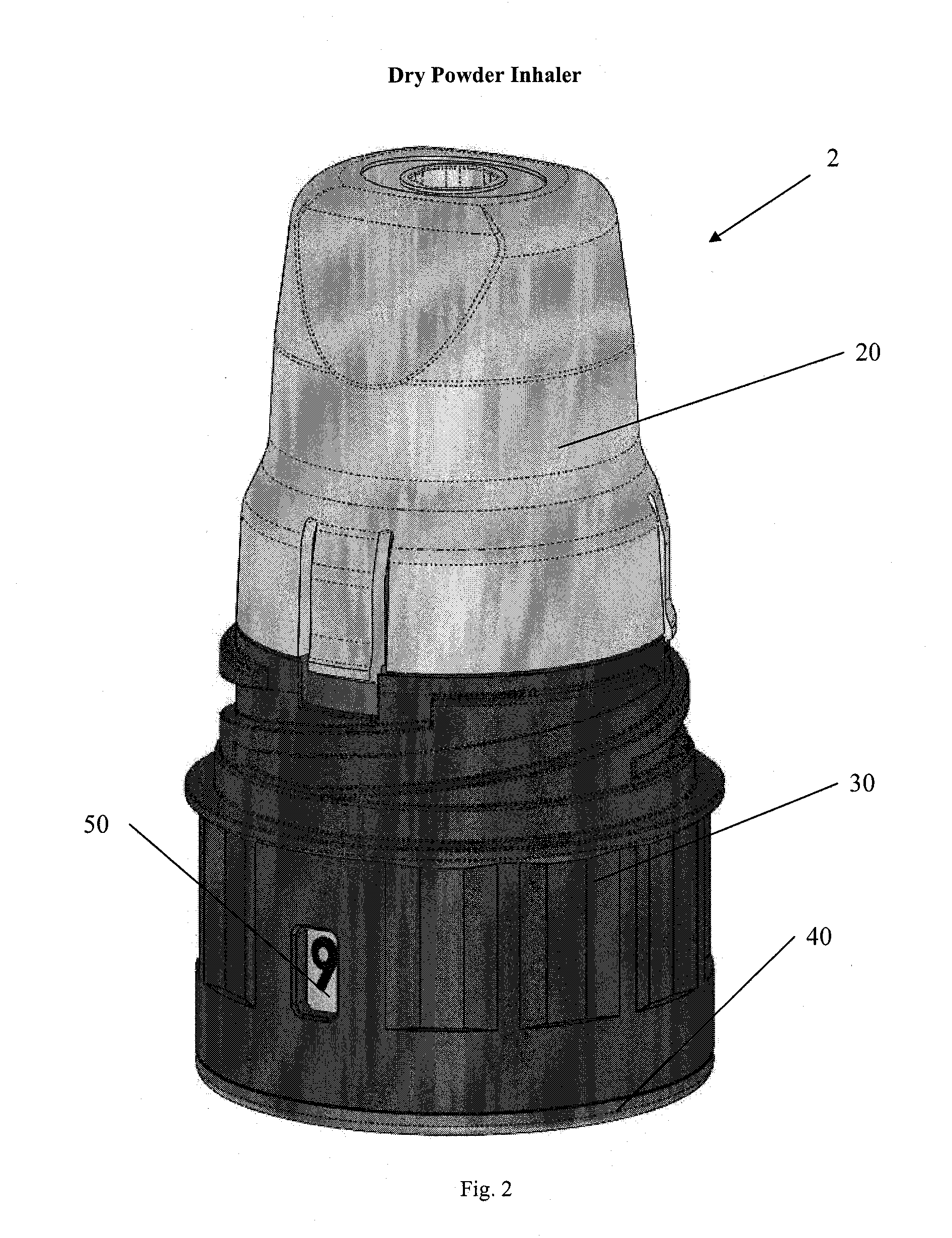 Dry powder inhaler with large capacity reservoir