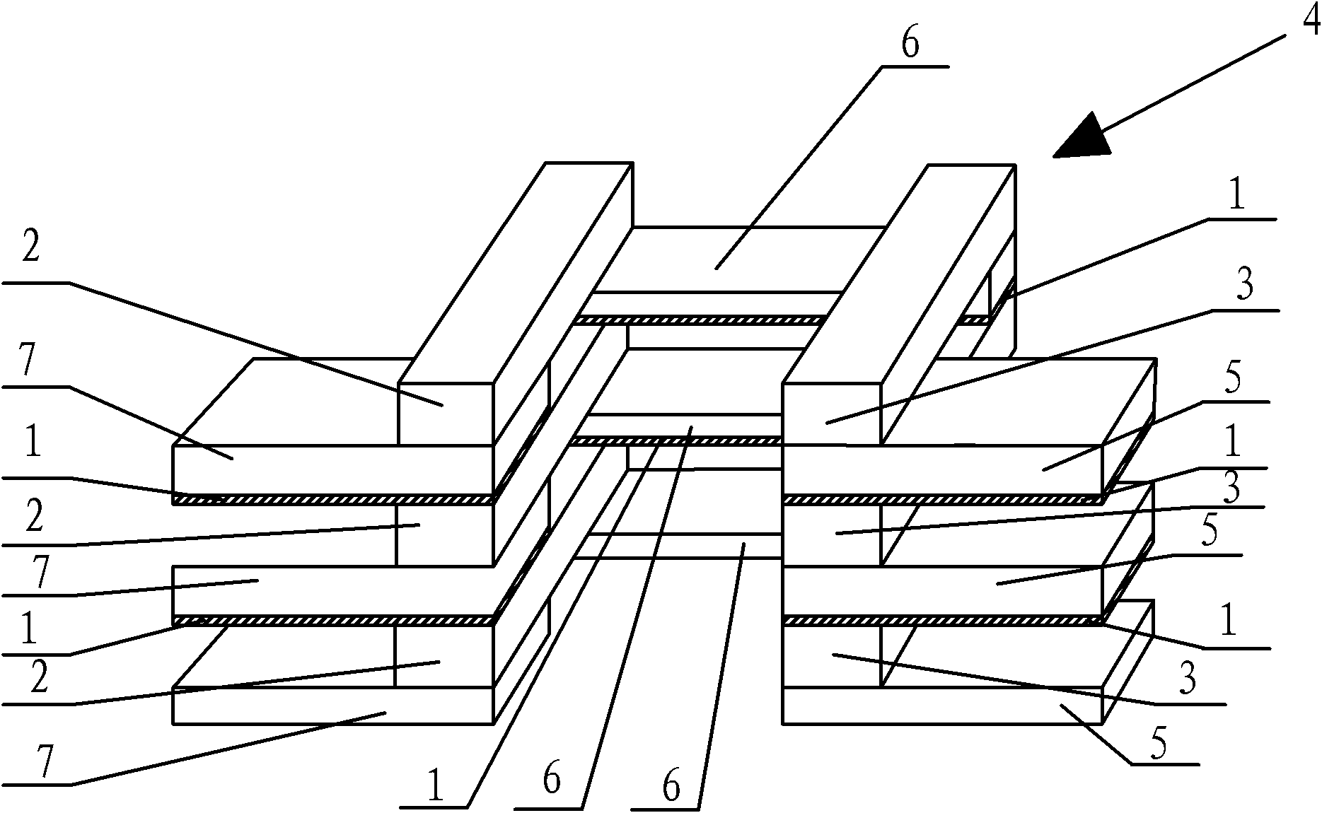 Horizontal multi-stage thermal parallel thermoelectric conversion pile