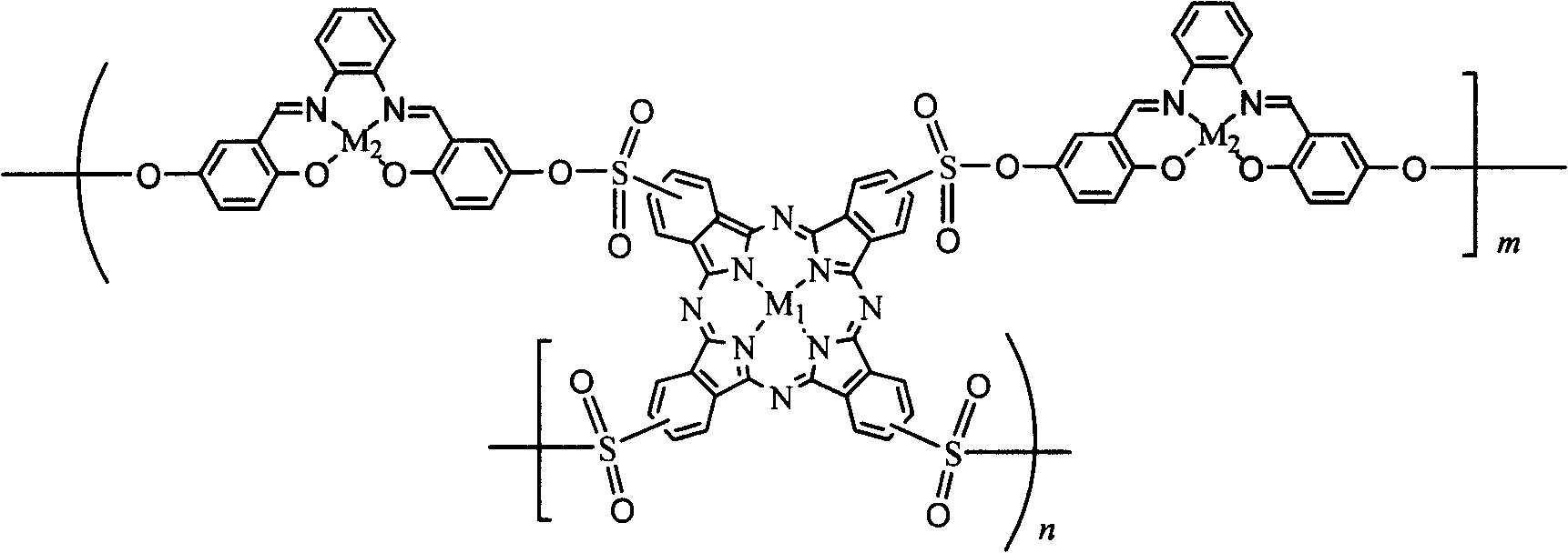 Polymer xifualkali phthalocyanin bimetal compound, its preparation method and application