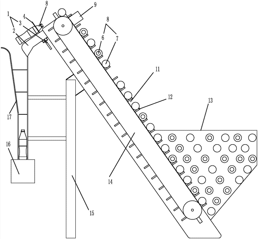 Beer bottle arranging practical training device and control method thereof