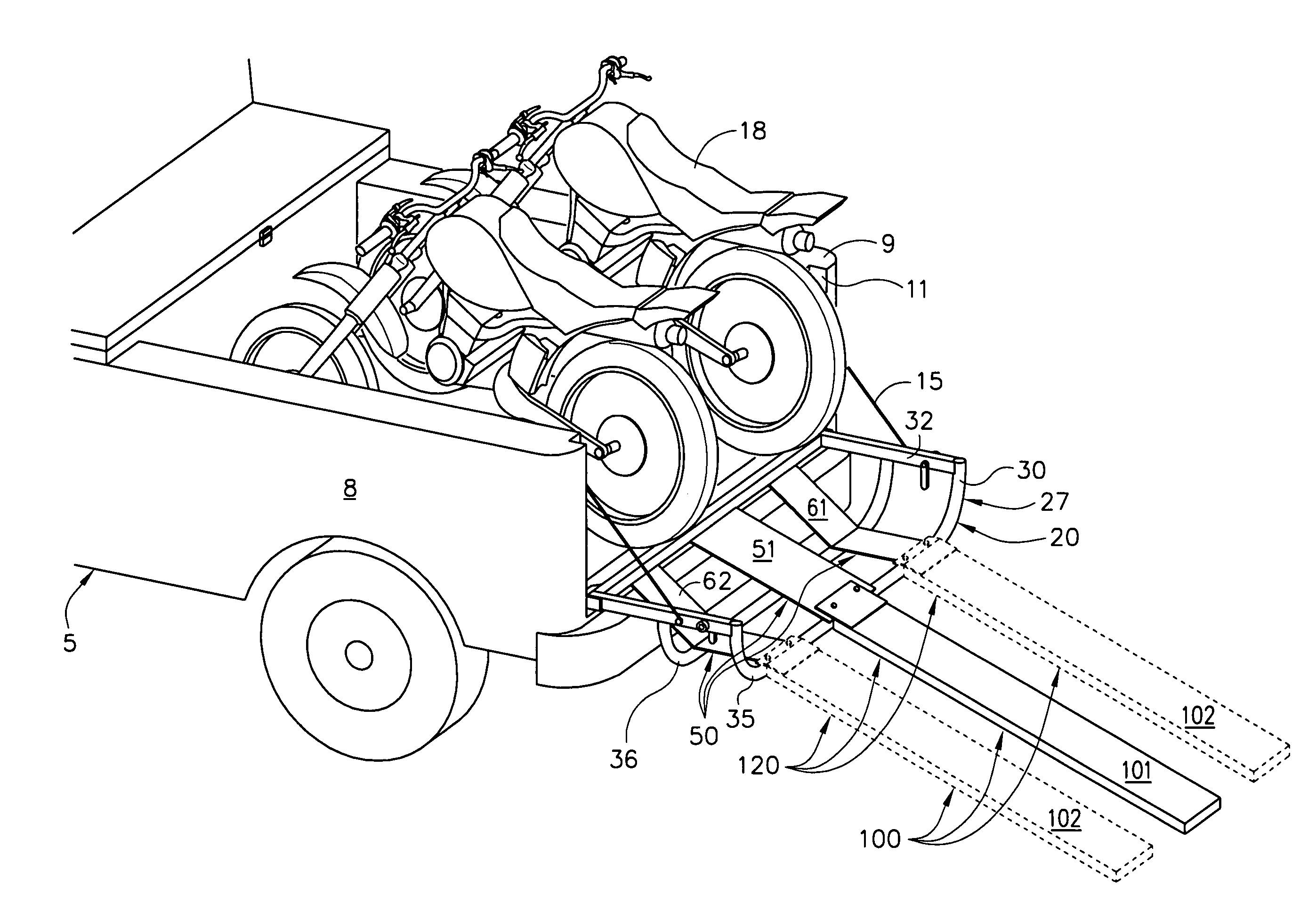 Tailgate and ramp for pickup truck