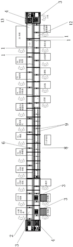 A method for processing optical fiber with an optical fiber processing assembly line using a double-speed chain