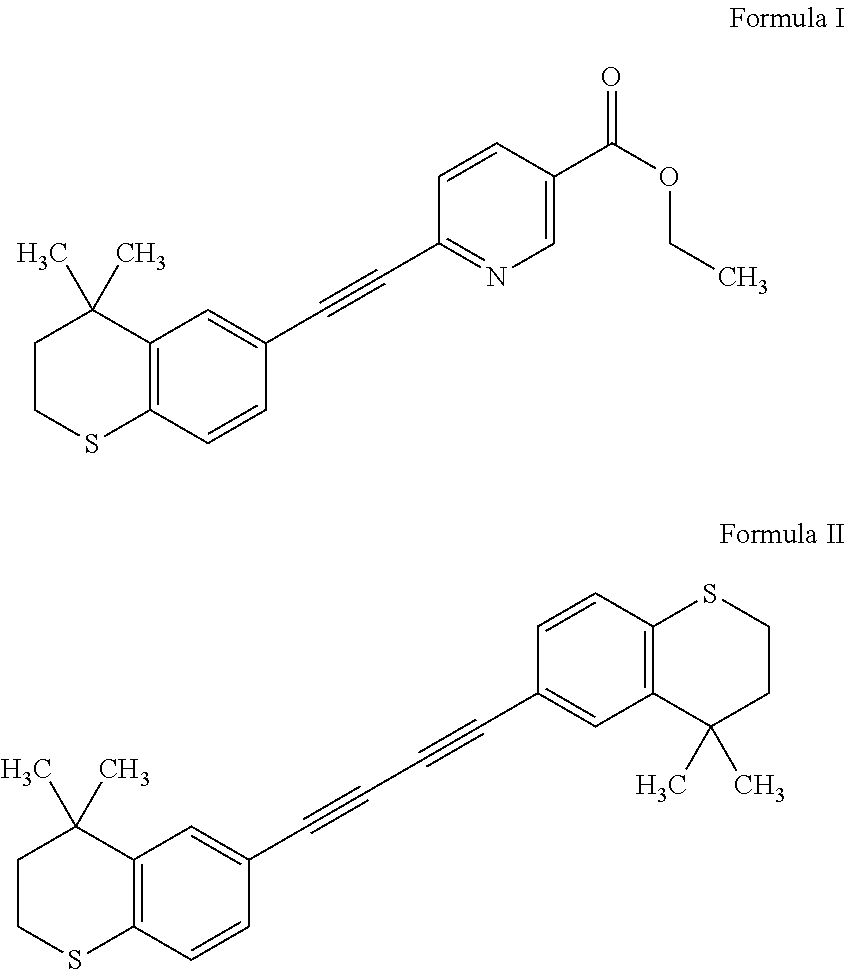 Tazarotene with low dimer impurity for treating acne or psoriasis