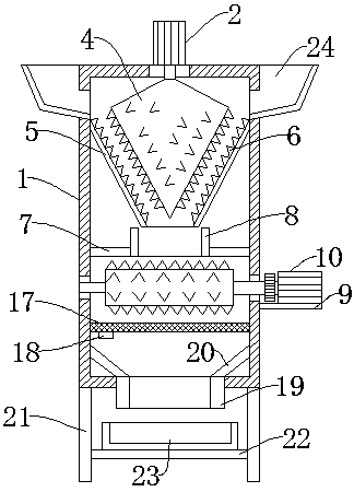 Corrugated paper smashing device good in smashing effect