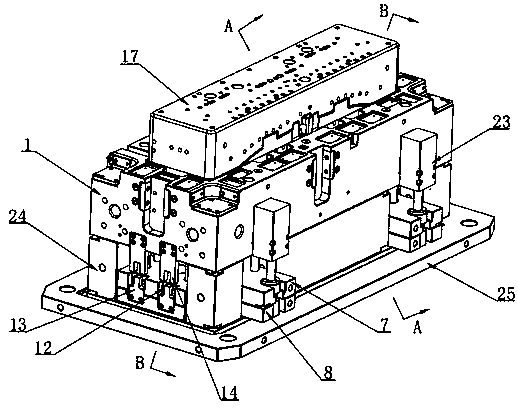 Spoiler support die secondary ejection core pulling structure