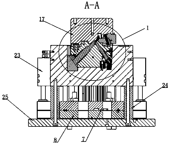 Spoiler support die secondary ejection core pulling structure