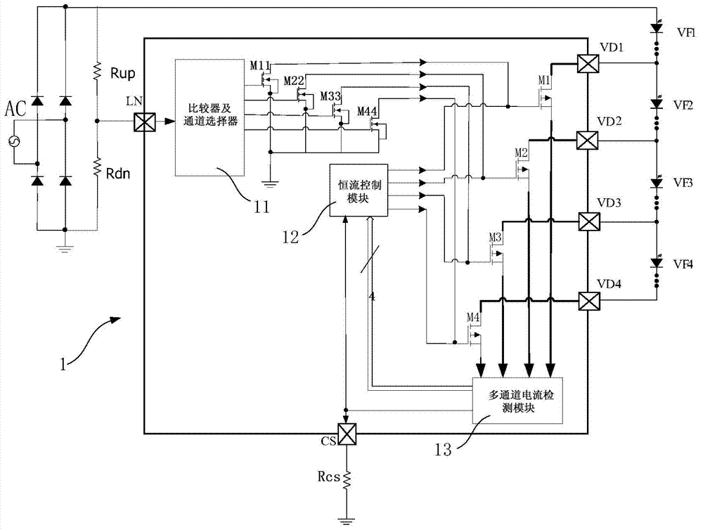 Linear multi-channel LED constant-current drive circuit