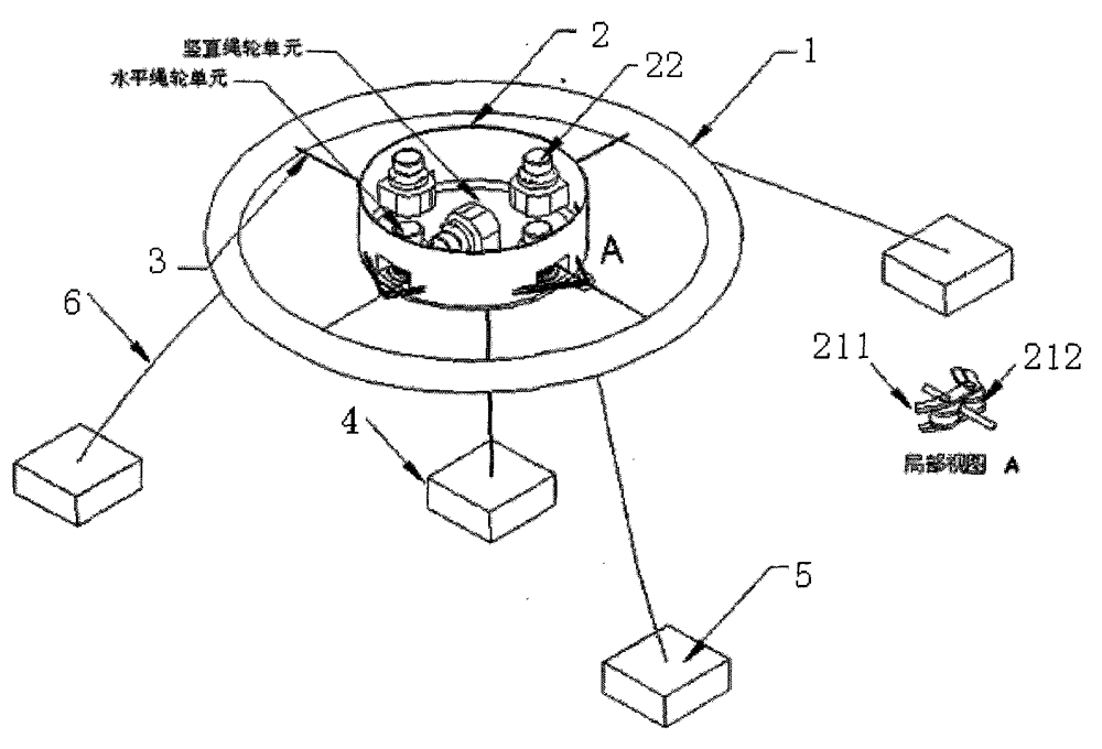 Horizontal and vertical comprehensive utilization of floating body rope wheel power generation system