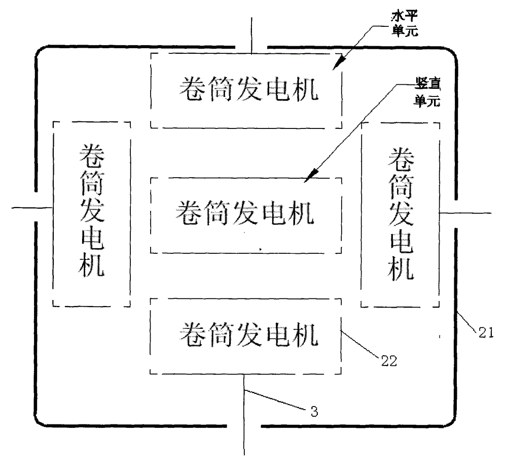 Horizontal and vertical comprehensive utilization of floating body rope wheel power generation system