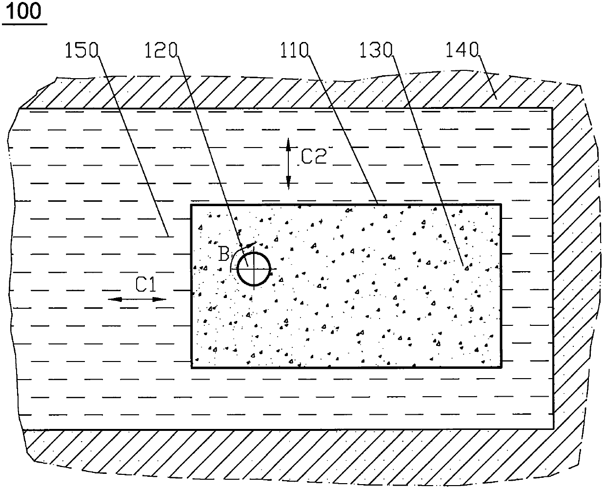 Solid material pile mechanical operation device with bearing liquid, and solid material pile mechanical operation method