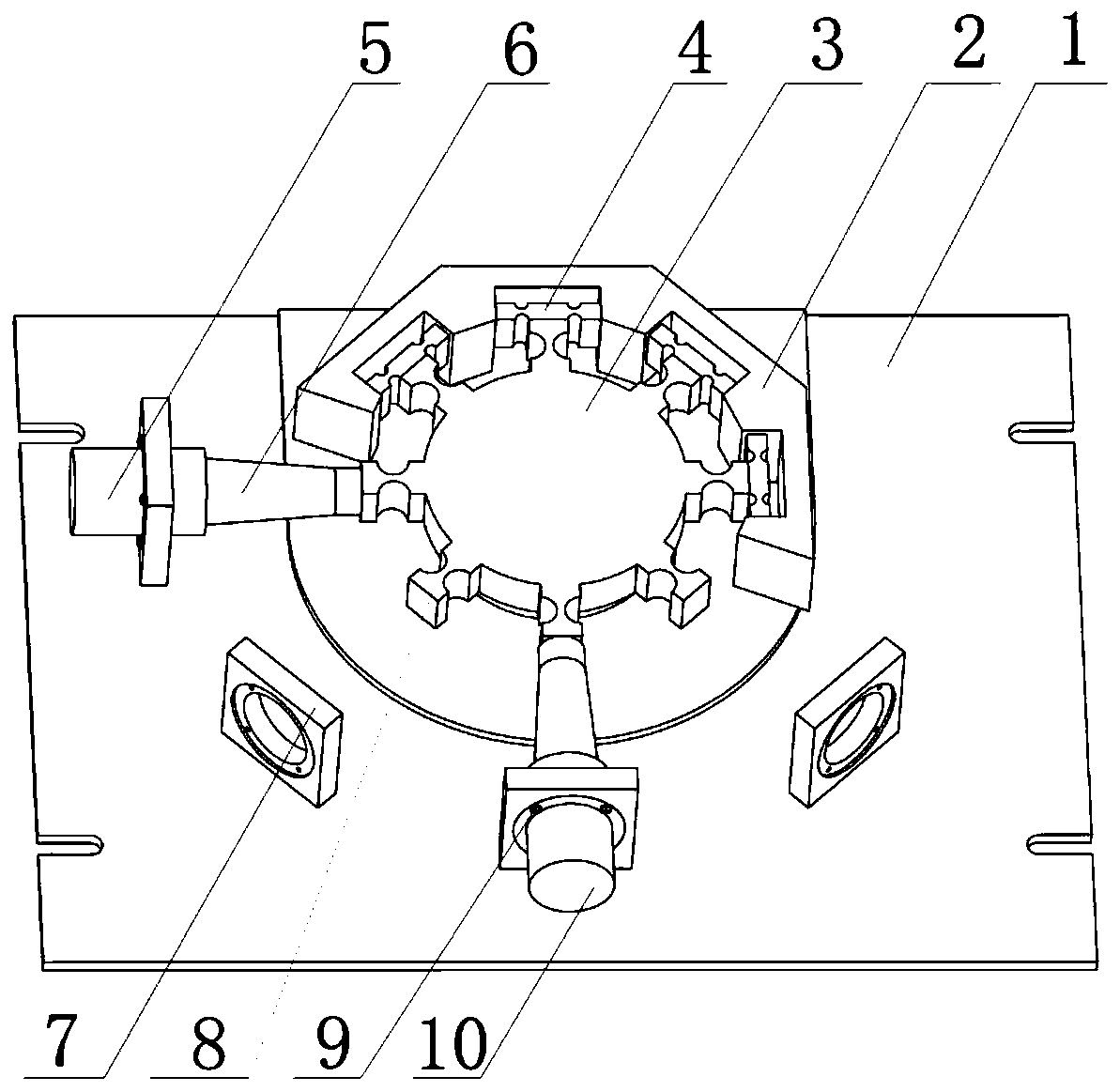 Flexible hinge based variable-angle two-dimensional ultrasonic vibration auxiliary processing platform