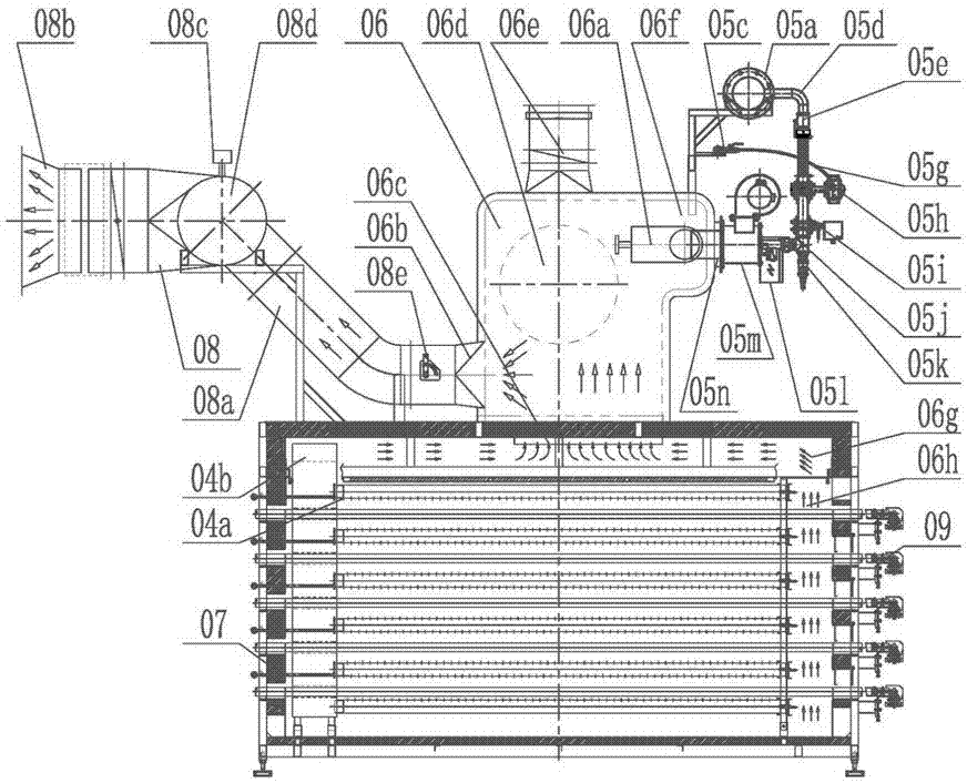 Energy-saving drying kiln using common wind pipe as combustion chamber