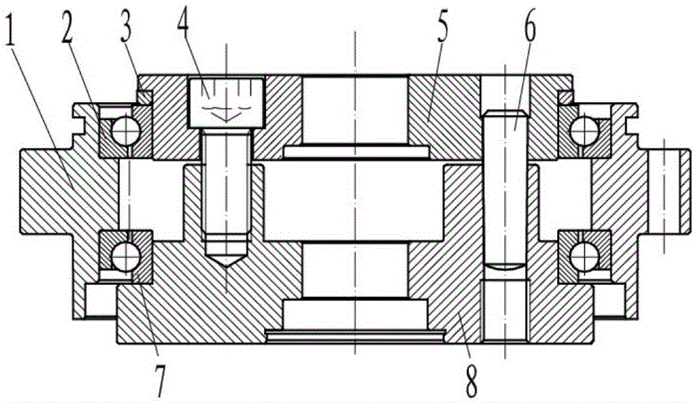 Back-to-back mounting method and pre-fastening structure of angular contact ball bearings for reducer