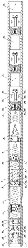 Multi-stage composite rotational flow and turbulent flow sound wave super-strong viscosity reduction, paraffin control and oil increasing device