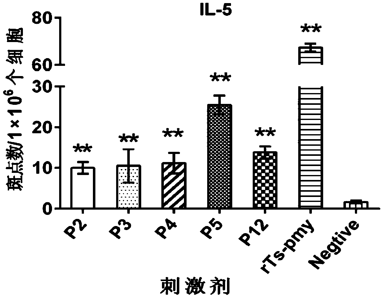 Trichinella spiralis paramyosin h-2d restricted TH epitope p2, composition and application thereof