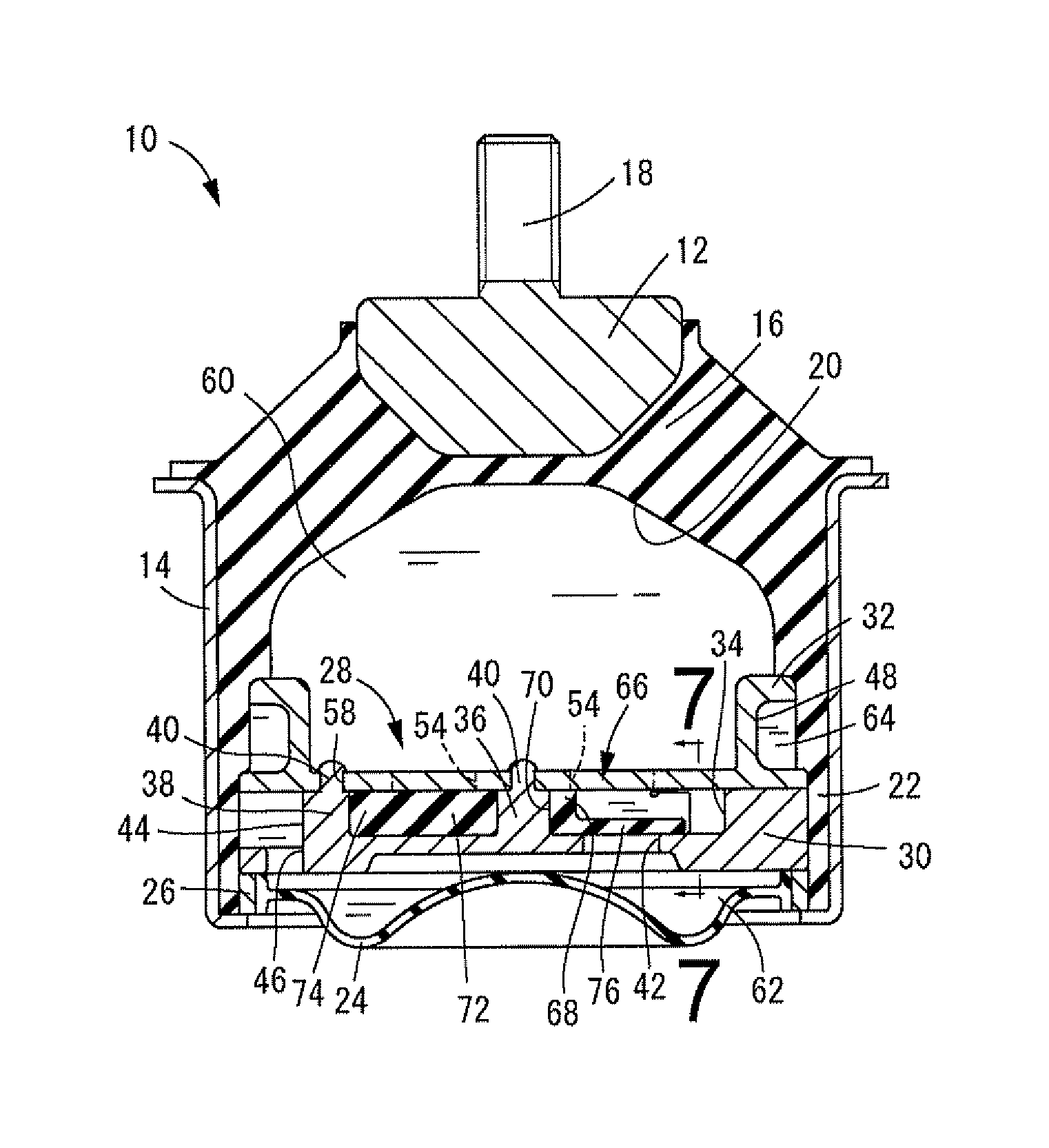 Fluid filled type vibration damping device