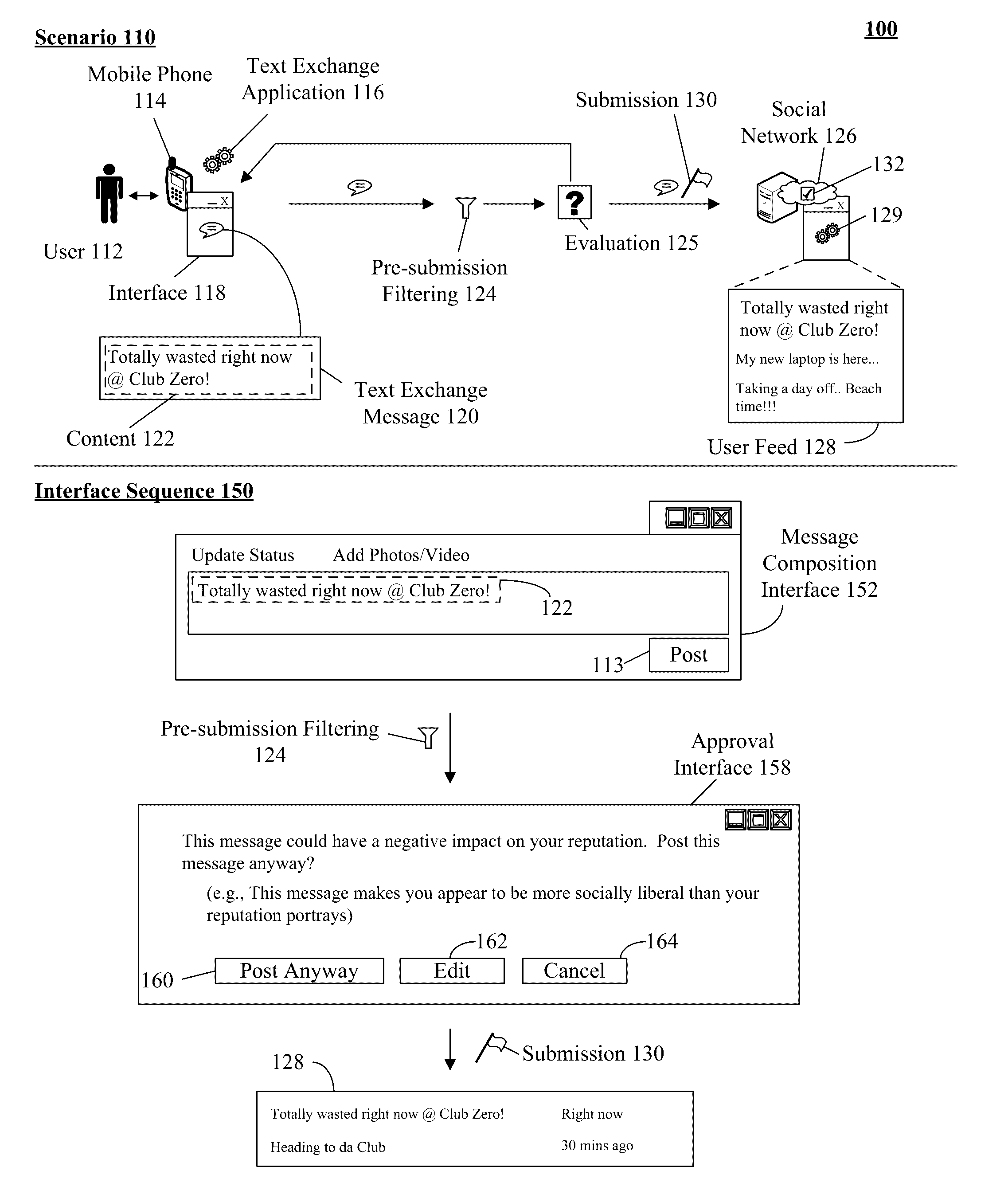 Enabling a social networking pre-submission filtering