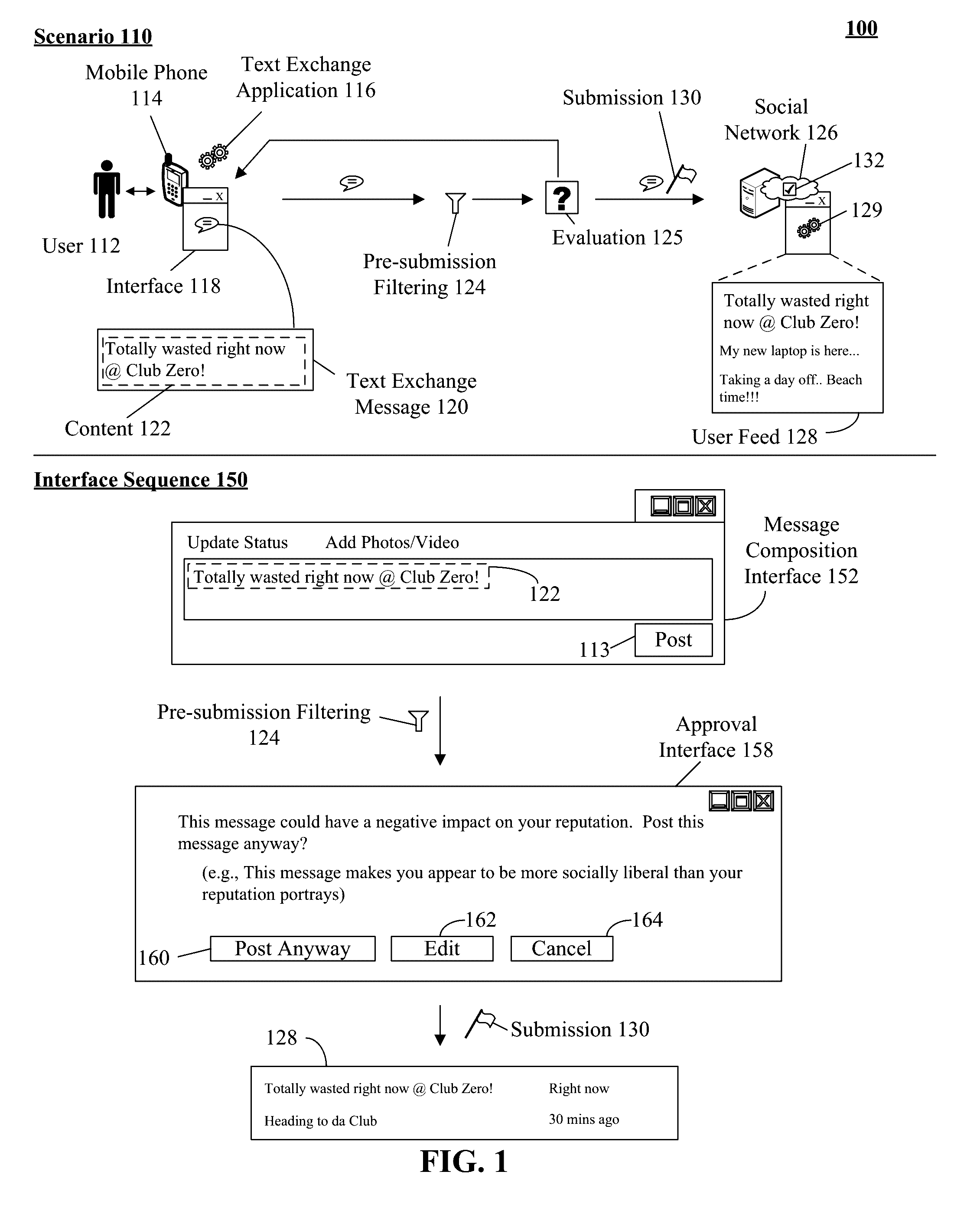 Enabling a social networking pre-submission filtering