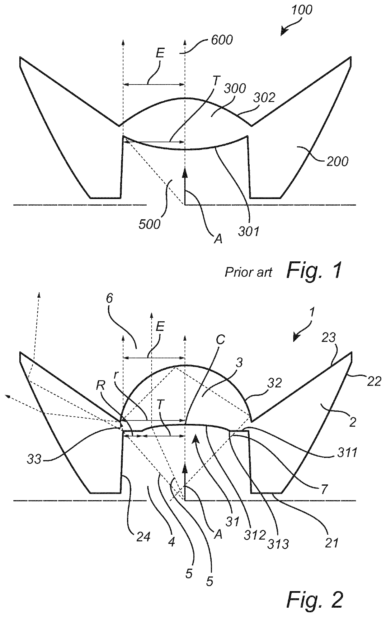 Dielectric collimator with a rejecting center lens