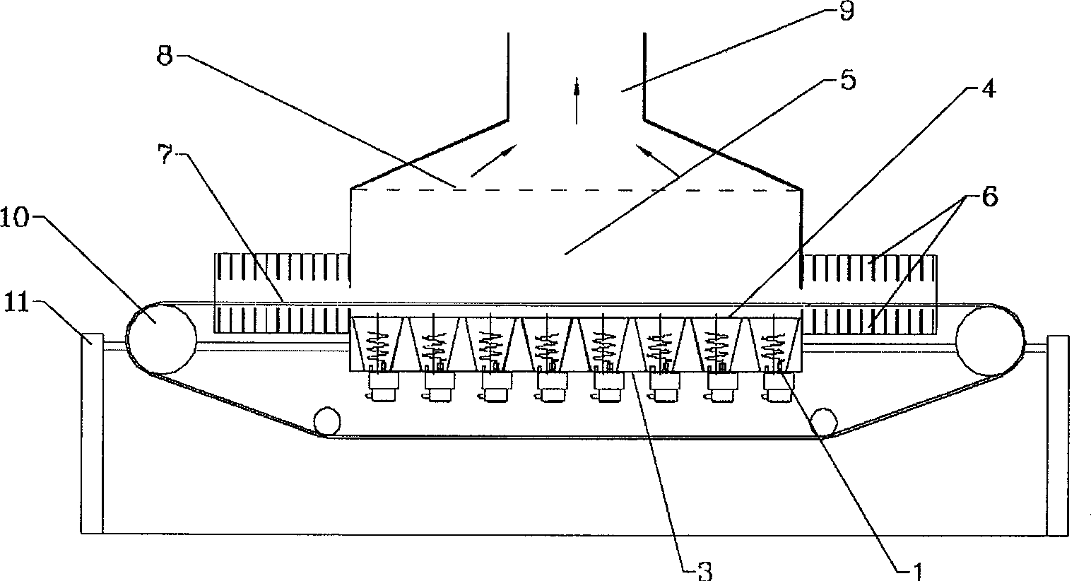 Spiral trumpet shaped microwave energy reclaiming antenna and array microwave heating apparatus thereof