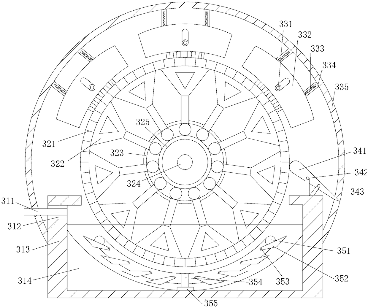 Rotary drum vacuum filtering type water supply industrial waste water treatment device