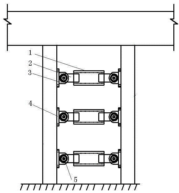 Replaceable shock-absorbing and energy-dissipating type double-leg high-pier system beam