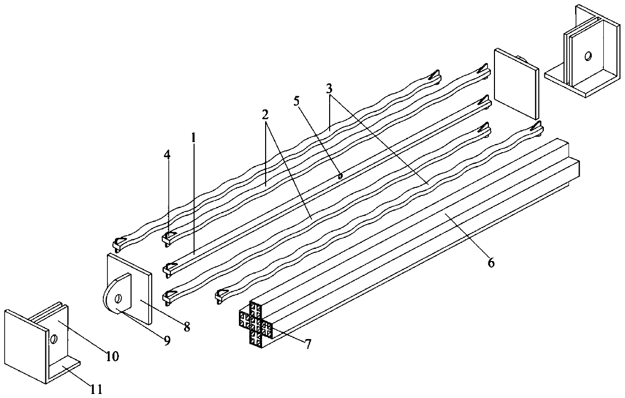 Combined buckling-restrained brace with multi-yielding segments and multi-wave core elements