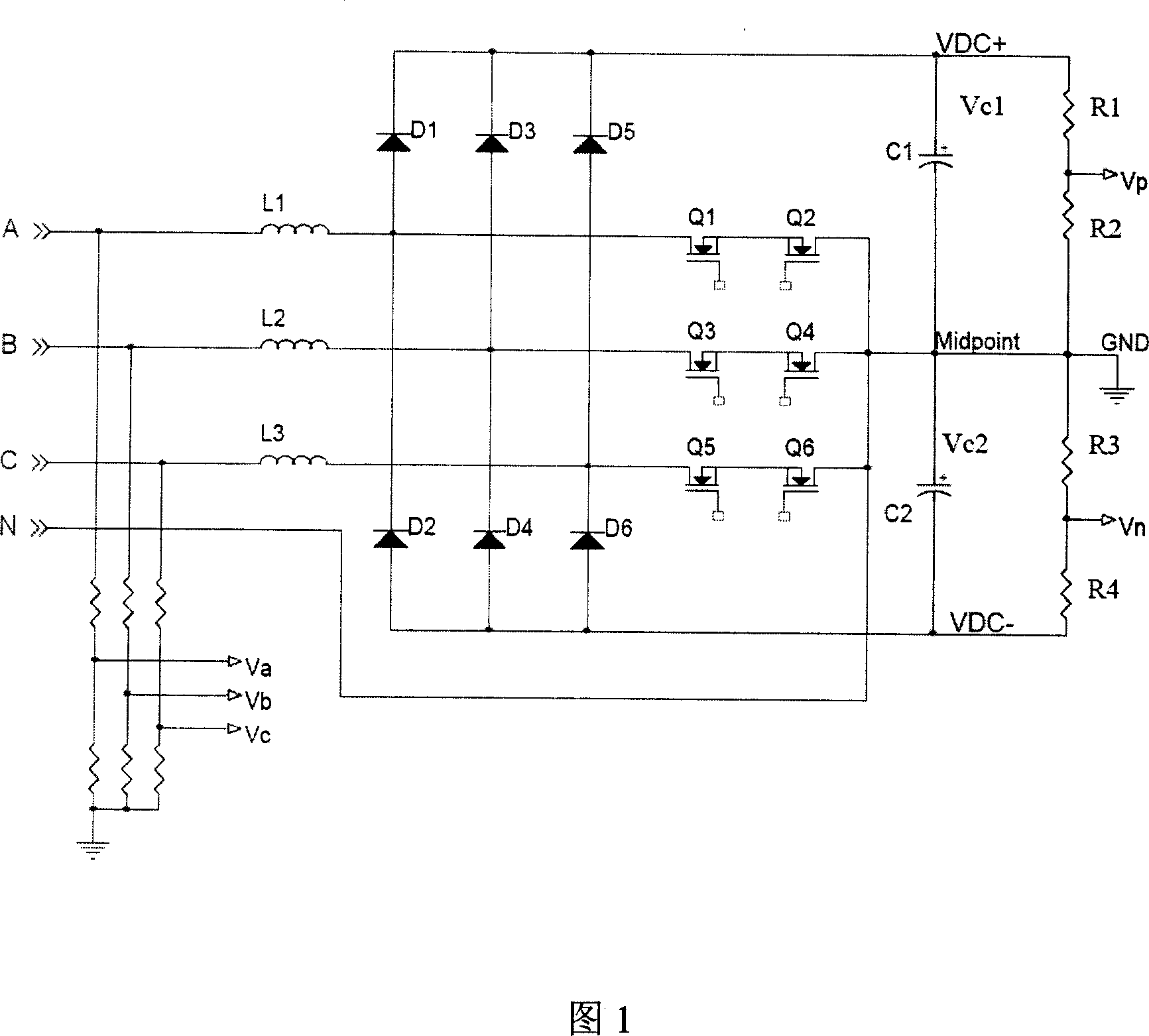 Sampling circuit and voltage sampling method for three-level power factor calibration circuit